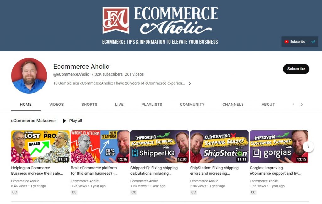 ecommerce aholic youtubeチャンネル